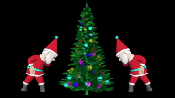 圣诞圣诞老人在跳舞 圣诞树 圣诞老人 3D动画 圣诞老人在跳舞圣诞卡通片动画有生命的圣诞老人 圣诞快乐的舞 圣诞快乐动画 — 图库视频影像