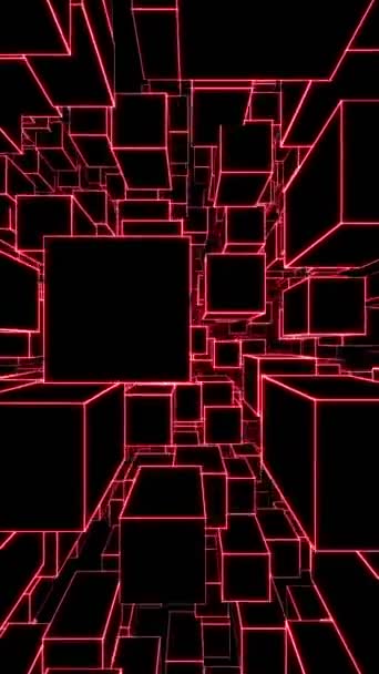 スクリーンセーバー スクリーンセーバーだ キュービックトンネル3Dアニメーション 3D無限のトンネル運動 3Dキューブトンネル Vjループ 未来的 ループ状 — ストック動画