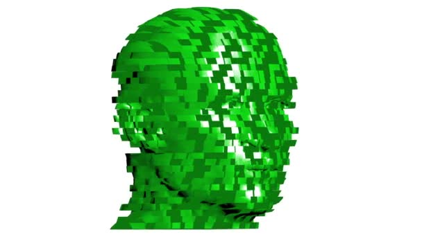 Assembling Human Head Cubes Rotating Animation Showing Process Building Human — Stock Video