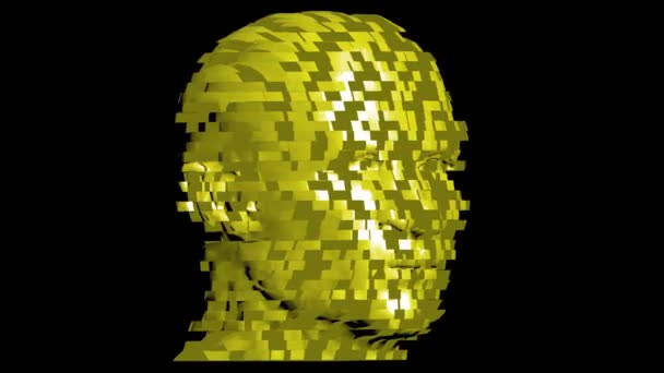 Assembling Human Head Cubes Rotating Animation Showing Process Building Human — Stock Video
