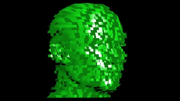 Assembling Human Head Cubes Rotating Animation Showing Process Building Human — Stock Video