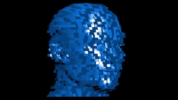 Montando Cabeza Humana Partir Cubos Animación Giratoria Que Muestra Proceso — Vídeo de stock