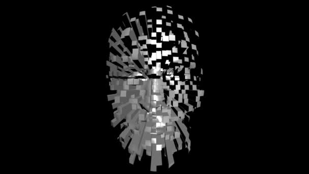 Assembling Human Head Cubes Rotating Animation Showing Process Building Human — Stock Video
