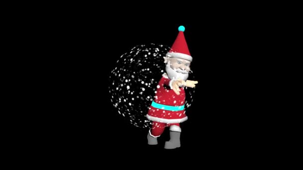 サンタクロース3Dアニメーション クリスマスツリー メリークリスマスアニメ 3Dアニメーション Santa Xmas — ストック動画