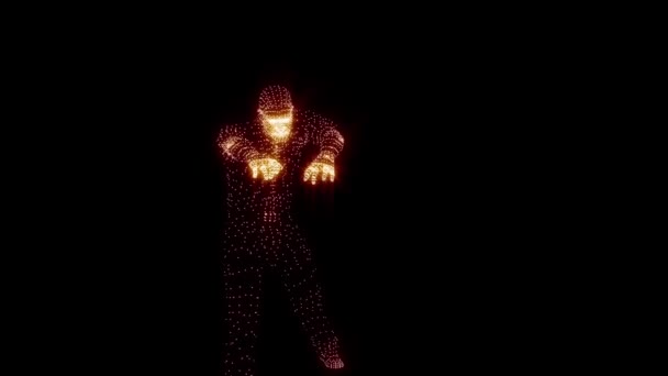 Zombie Dia Das Bruxas Animação Holograma Textura Vértice Iluminação Néon — Vídeo de Stock