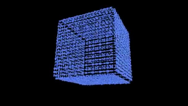 Magical Digital Cube Animazione Loop Numeri Rotanti Sul Cubo — Video Stock