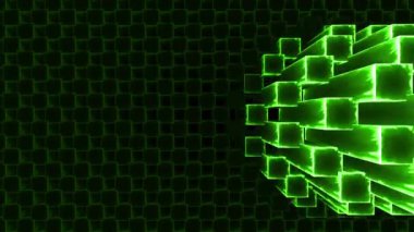 İnanılmaz 3 boyutlu neon küp animasyonu. 3 boyutlu ışıklandırma küpleri animasyonu. 3 boyutlu neon küp düzleminin deformasyonu.