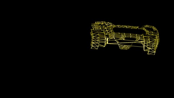 Montaż Samochodu Animowanych Części Animowana Konstrukcja Samochodu Neonowych Części Siatki — Wideo stockowe
