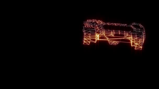 Збірка Автомобіля Анімованих Частин Анімаційна Конструкція Автомобіля Неонових Частин Сітки — стокове відео