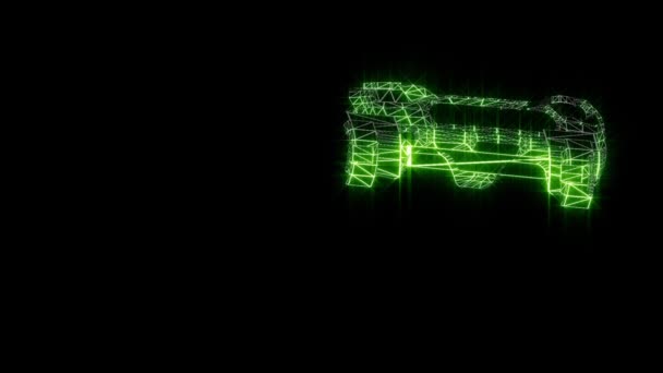 Assembling Car Animated Parts Animated Construction Car Neon Parts Mesh — Stock Video