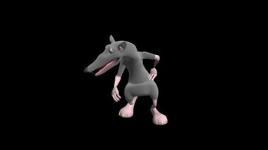 Dans eden fare. Fare dans ediyor. Üç boyutlu gerçekçi profesyonel animasyon. Üç boyutlu video görüntüleri. Şeffaf arka plan. Alfa kanalı dahil.