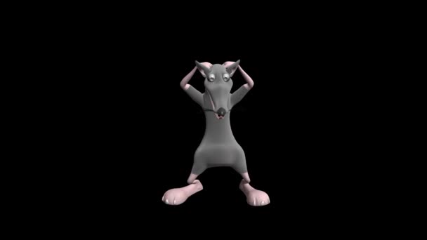 Dansande Mus Råttan Dansar Realistisk Professionell Animation Videofilmer Transparent Bakgrund — Stockvideo