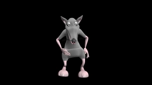 Dancing Mouse Rat Dancing Realistic Professional Animation Video Footage Transparent — Stock Video