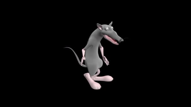 Tančící Myš Krysa Tancuje Realistická Profesionální Animace Video Záběry Průhledné — Stock video