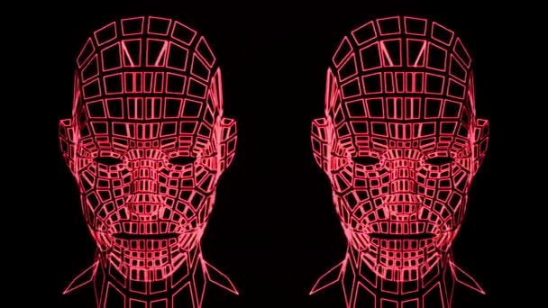 Szef Osoby Grid Animacja Drutu Głowy Człowieka Nagranie Loop Siatka — Wideo stockowe