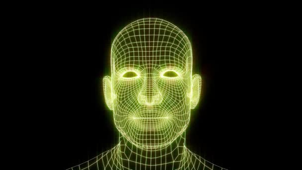 Talking Mesh Head Grid Head Conversation Animated Speaking Neon Head — Αρχείο Βίντεο