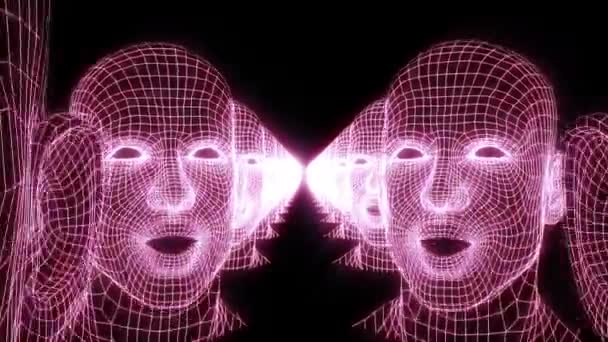 Loop Video Nightclub Grid Animation Show Speaking Human Head — Stock Video