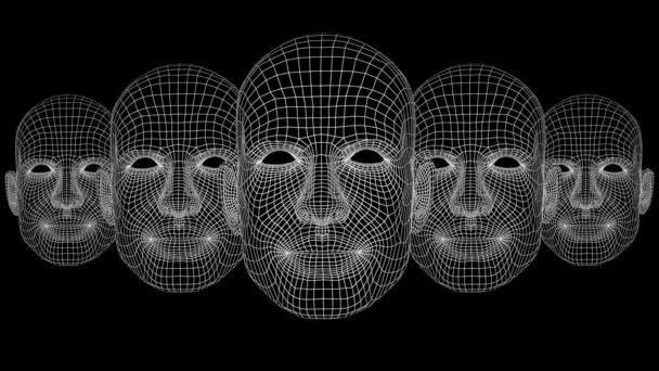 Loop Video Nightclub Grid Animation Show Speaking Human Head — Stock Video