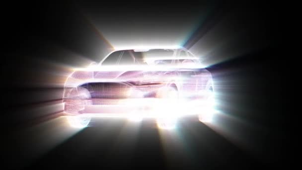 Loop Licht Video Vfx Rasterwagen Met Verlichting Auto Van Een — Stockvideo