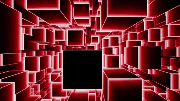 Cubes Lights Tunnel Ubic Tunnel Animation Endless Tunnel Movement Loop — Stockvideo