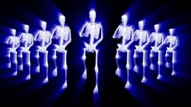 Hafif Dansçı İskeletler 3 boyutlu. 3D İskeletler Bel Dansı Animasyonu. İskelet 3D dans.