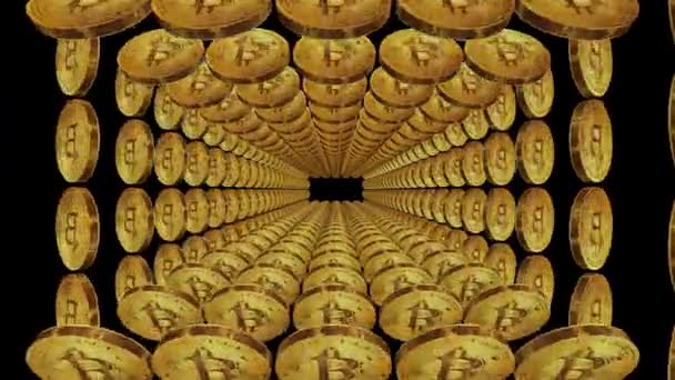 Tunnel Crypto Monnaie Tunnel Bitcoin Tunnel Sans Fin Bitcoins Animation — Video