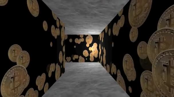 Túnel Criptomoneda Túnel Bitcoin Túnel Interminable Bitcoins Animación — Vídeos de Stock