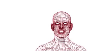 İnsan kafası konuşuyor. Konuşan ağ kafa. Şebeke başı sohbeti. 3 Boyutlu Canlandırma.