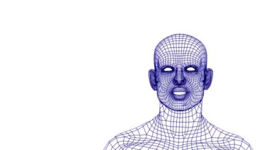 İnsan kafası konuşuyor. Konuşan ağ kafa. Şebeke başı sohbeti. 3 Boyutlu Canlandırma.