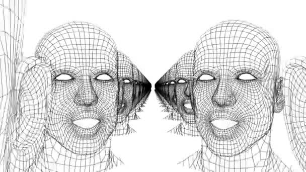 Speaking Human Head Talking Mesh Head Grid Head Conversation Animation — Stock Video