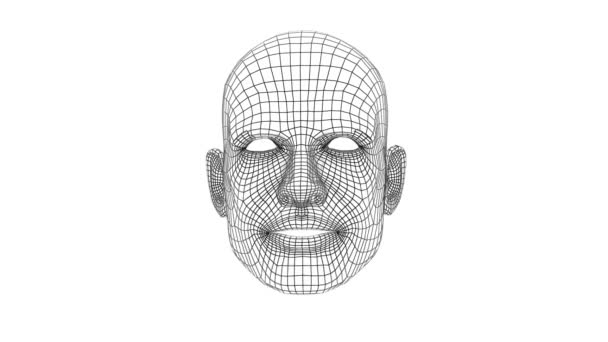 人間の頭だ メッシュヘッドを話して グリッド ヘッドの会話 3Dアニメーション — ストック動画