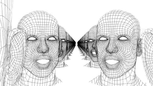 Speaking Human Head Talking Mesh Head Grid Head Conversation Animation — Stock Video