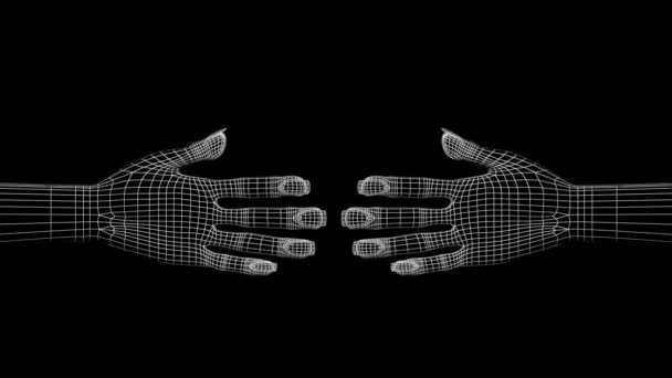 Fingers Animation Hand Animation Wrist Animation Mesh Texture Grid Texture — Stock Video