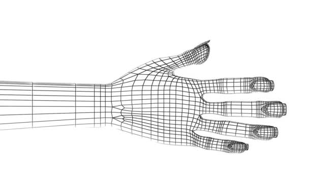 指3Dアニメーション 手3Dアニメーション アニメを書きなさい メッシュテクスチャ グリッドテクスチャ 3Dで親指を立てる — ストック動画