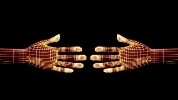 Neon Thumbs Fingers Animation Hand Animation Wrist Animation Mesh Texture — Stock Video
