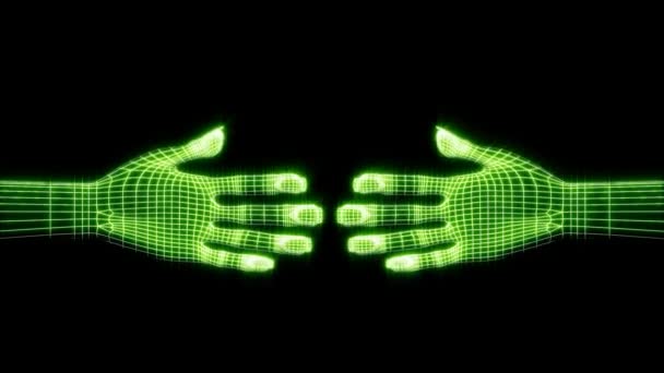 Neon Thumbs Fingers Animation Hand Animation Wrist Animation Mesh Texture — Stock Video