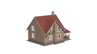 Ev yapımı. Yapı oluştur. Hızlandırılmış 3D animasyon evi inşa etme sürecini gösteriyor. Ev animasyonu oluşturuluyor. 