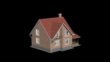 Ev yapımı. Yapı oluştur. Hızlandırılmış 3D animasyon evi inşa etme sürecini gösteriyor. Ev animasyonu oluşturuluyor. 