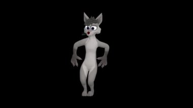 Dans eden kurt. Gerçekçi profesyonel 3 boyutlu animasyon. Üç boyutlu video görüntüleri. Kurt 3 boyutlu dans.