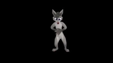 Dans eden kurt. Gerçekçi profesyonel 3 boyutlu animasyon. Üç boyutlu video görüntüleri. Kurt 3 boyutlu dans.