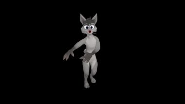 Dans eden kurt. Gerçekçi profesyonel 3 boyutlu animasyon. Üç boyutlu video görüntüleri. Kurt 3 boyutlu dans.