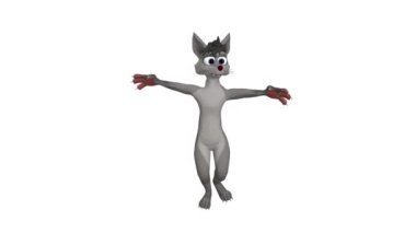 Dans eden kurt. Gerçekçi profesyonel 3 boyutlu animasyon. Üç boyutlu video görüntüleri. Kurt 3 boyutlu dans.