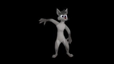 Dans eden kurt. Gerçekçi profesyonel 3 boyutlu animasyon. Üç boyutlu video görüntüleri. Kurt 3 boyutlu dans.