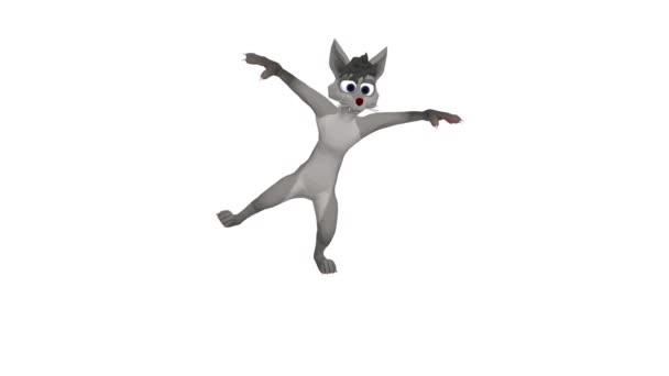 Dancing Wolf Realistic Professional Animation Video Footage Wolf Dancing — Stock Video