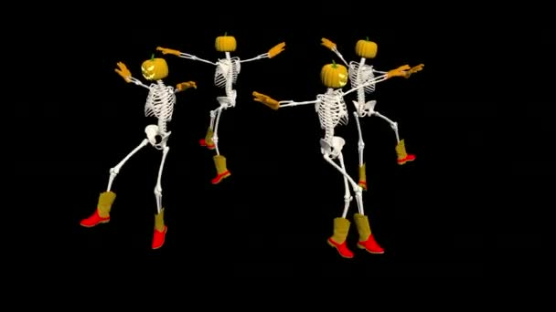 万圣节3D舞蹈 万圣节舞蹈骷髅3D 3D骷髅滑稽舞蹈动画 — 图库视频影像