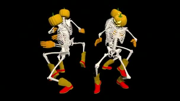 万圣节3D舞蹈 万圣节舞蹈骷髅3D 3D骷髅滑稽舞蹈动画 — 图库视频影像