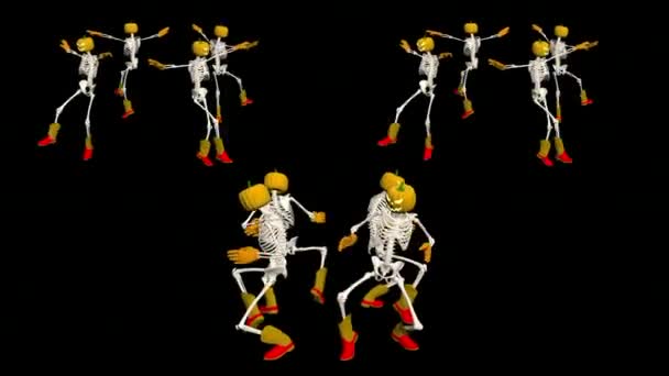 Baile Halloween Esqueletos Baile Halloween Esqueletos Animación Baile Divertido — Vídeos de Stock