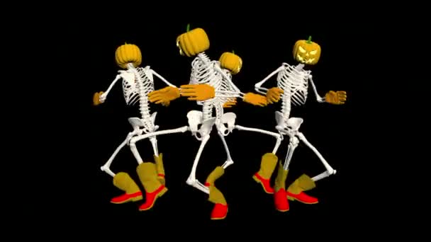ハロウィン3Dダンス ハロウィンダンススケルトン3D 3Dスケルトン面白いダンスアニメーション — ストック動画