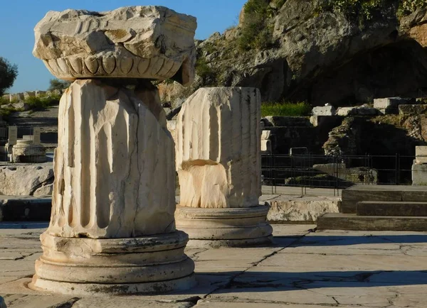 April 2018 Eleusis Eller Elefsina Grekland Forntida Marmorkolonner — Stockfoto