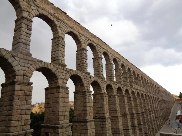 Roman Aqueduct City Segovia Spain — 스톡 사진